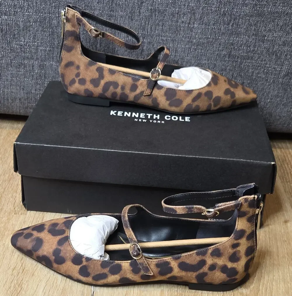Kenneth Cole New York Women's Suede Leopard Mary Jane Flats 7.5M FAST SHIPPING